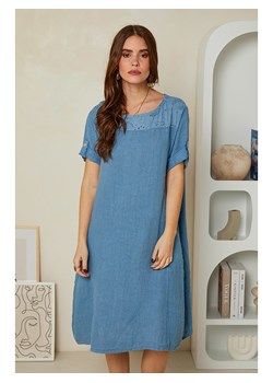 Rodier Lin Lniana sukienka w kolorze niebieskim ze sklepu Limango Polska w kategorii Sukienki - zdjęcie 165887552