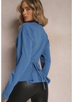 Niebieska Bawełniana Bluza z Ozdobnym Wiązaniem Fanarita ze sklepu Renee odzież w kategorii Bluzy damskie - zdjęcie 165987994