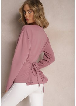 Ciemnoróżowa Bawełniana Bluza z Ozdobnym Wiązaniem Fanarita ze sklepu Renee odzież w kategorii Bluzy damskie - zdjęcie 165988094