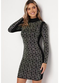 Czarna Sukienka Mini z Geometrycznym Wzorem z Cekinami Acatina ze sklepu Born2be Odzież w kategorii Sukienki - zdjęcie 165988303