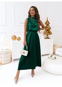 Satynowa sukienka maxi Malorie - butelkowa zieleń - butelkowa zieleń ze sklepu pakuten.pl w kategorii Sukienki - zdjęcie 165991042