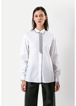 Bawełniana biała koszula z ozdobnymi wstawkami ze sklepu Molton w kategorii Koszule damskie - zdjęcie 165991504