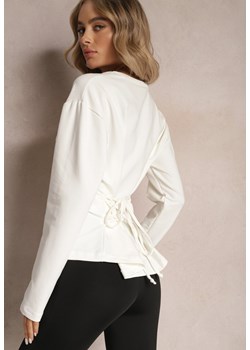 Biała Bawełniana Bluza z Ozdobnym Wiązaniem Fanarita ze sklepu Renee odzież w kategorii Bluzy damskie - zdjęcie 165995854