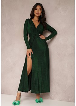 Zielona Sukienka z Marszczeniem przy Dekolcie Metaliczna Enemelle ze sklepu Renee odzież w kategorii Sukienki - zdjęcie 166003281