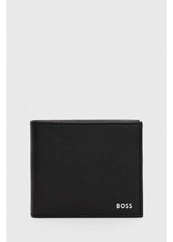 BOSS portfel skórzany męski kolor czarny ze sklepu ANSWEAR.com w kategorii Portfele męskie - zdjęcie 166005702