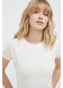 Samsoe Samsoe t-shirt bawełniany LINN damski kolor beżowy F23200044 ze sklepu ANSWEAR.com w kategorii Bluzki damskie - zdjęcie 166005903