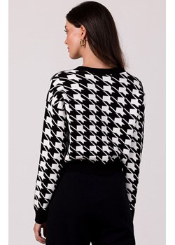 Krótki kardigan w pepitkę czarny BK104, Kolor czarny, Rozmiar L/XL, BeWear ze sklepu Primodo w kategorii Swetry damskie - zdjęcie 166008800