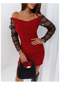 Sukienka z tiulowymi rękawami DAGMARIE - czerwona ze sklepu magmac.pl w kategorii Sukienki - zdjęcie 166011482