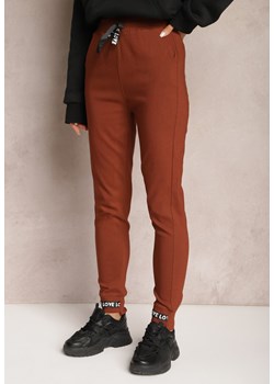 Brązowe Spodnie Bawełniane z Gumką w Pasie Bulara ze sklepu Renee odzież w kategorii Spodnie damskie - zdjęcie 166012733