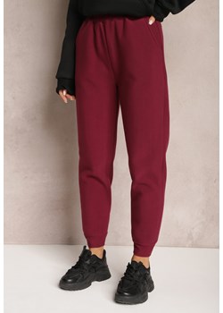 Bordowe Dzianinowe Spodnie z Gumką w Pasie Matrila ze sklepu Renee odzież w kategorii Spodnie damskie - zdjęcie 166012743