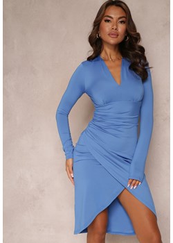 Niebieska Sukienka  Dopasowana z Rozcięciem Gunesh ze sklepu Renee odzież w kategorii Sukienki - zdjęcie 166015992