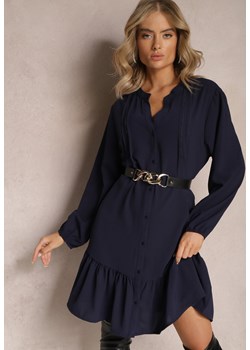 Granatowa Koszulowa Sukienka Mini Galdra ze sklepu Renee odzież w kategorii Sukienki - zdjęcie 166017923