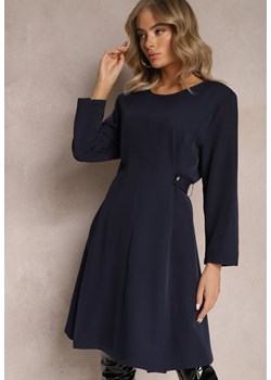Granatowa Sukienka Midi z Ozdobnym Paskiem Windal ze sklepu Renee odzież w kategorii Sukienki - zdjęcie 166017953