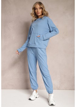 Niebieski Dzianinowy Komplet Dresowy z Bluzą i Spodniami Amlore ze sklepu Renee odzież w kategorii Dresy damskie - zdjęcie 166018143