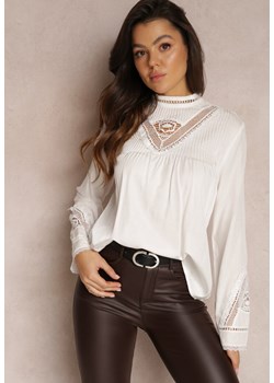 Biała Bluzka z Ażurowymi Zdobieniami Zehi ze sklepu Renee odzież w kategorii Bluzki damskie - zdjęcie 166024442