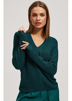 Sweter z dekoltem w serek 4242, Kolor zielony, Rozmiar XS, Moodo ze sklepu Primodo w kategorii Swetry damskie - zdjęcie 166026504