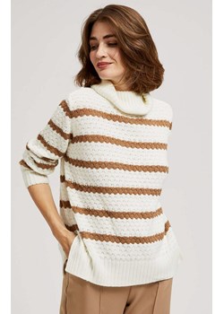 Sweter w paski kremowy 4256, Kolor kremowy-paski, Rozmiar XS, Moodo ze sklepu Primodo w kategorii Swetry damskie - zdjęcie 166026514
