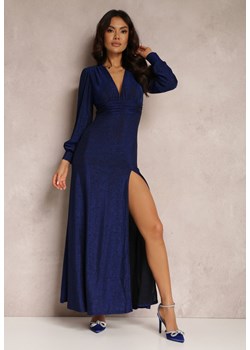 Granatowa Sukienka Wieczorowa z Głębokim Dekoltem Phaly ze sklepu Renee odzież w kategorii Sukienki - zdjęcie 166027661