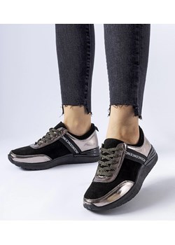 Czarno-szare skórzane sneakersy Castelfidardo ze sklepu gemre w kategorii Buty sportowe damskie - zdjęcie 166027720