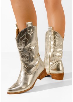Złote kozaki kowbojki damskie Kiara ze sklepu Zapatos w kategorii Botki - zdjęcie 166031511