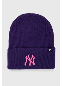 47 brand czapka MLB New York Yankees kolor fioletowy z grubej dzianiny ze sklepu ANSWEAR.com w kategorii Czapki zimowe męskie - zdjęcie 166031563