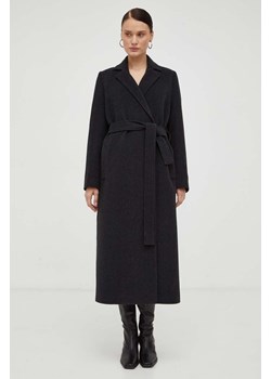 Samsoe Samsoe płaszcz wełniany kolor szary przejściowy ze sklepu PRM w kategorii Płaszcze damskie - zdjęcie 166042551