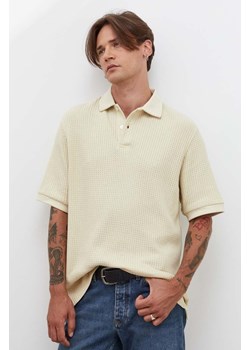 Samsoe Samsoe polo bawełniane kolor beżowy gładki ze sklepu PRM w kategorii T-shirty męskie - zdjęcie 166042583