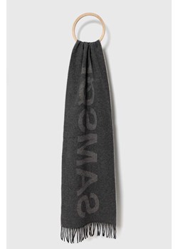 Samsoe Samsoe szalik wełniany kolor szary wzorzysty ze sklepu PRM w kategorii Szaliki i chusty damskie - zdjęcie 166042603