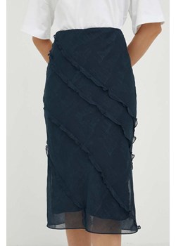 Samsoe Samsoe spódnica kolor granatowy midi prosta ze sklepu PRM w kategorii Spódnice - zdjęcie 166042613