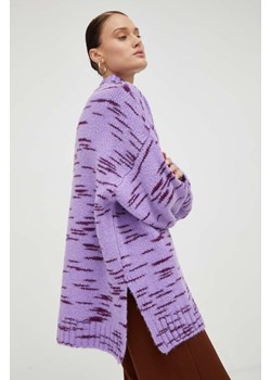 Samsoe Samsoe sweter z domieszką wełny damski kolor fioletowy z półgolfem ze sklepu PRM w kategorii Swetry damskie - zdjęcie 166042681