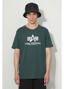 Alpha Industries t-shirt bawełniany Basic T-Shirt kolor zielony z nadrukiem 100501.610 ze sklepu ANSWEAR.com w kategorii T-shirty męskie - zdjęcie 166055772
