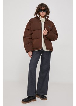 Calvin Klein Jeans kurtka dwustronna damska kolor beżowy zimowa oversize ze sklepu ANSWEAR.com w kategorii Kurtki damskie - zdjęcie 166055982