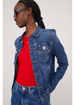 Tommy Jeans kurtka jeansowa damska kolor niebieski przejściowa ze sklepu ANSWEAR.com w kategorii Kurtki damskie - zdjęcie 166056314