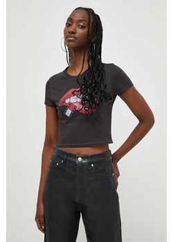 Tommy Jeans t-shirt bawełniany damski kolor czarny DW0DW17373 ze sklepu ANSWEAR.com w kategorii Bluzki damskie - zdjęcie 166056684