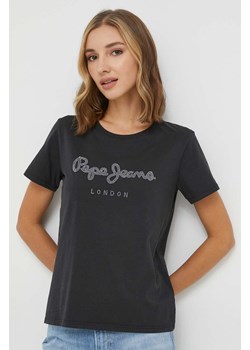 Pepe Jeans t-shirt bawełniany damski kolor czarny ze sklepu ANSWEAR.com w kategorii Bluzki damskie - zdjęcie 166056704