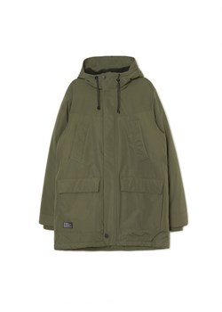 Cropp - Ciemnozielony płaszcz z kapturem - zielony ze sklepu Cropp w kategorii Płaszcze męskie - zdjęcie 166071454