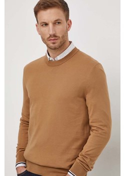 BOSS sweter bawełniany kolor beżowy lekki ze sklepu ANSWEAR.com w kategorii Swetry męskie - zdjęcie 166074163