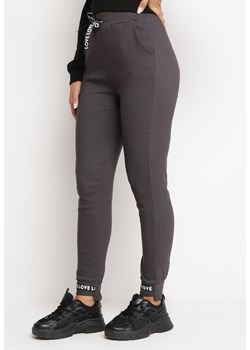 Szare Dzianinowe Spodnie z Gumką w Pasie Bikura ze sklepu Born2be Odzież w kategorii Spodnie damskie - zdjęcie 166089554
