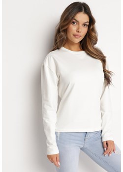 Biała Bawełniana Bluza z Długim Rękawem i Ozdobnym Wiązaniem Pinada ze sklepu Born2be Odzież w kategorii Bluzy damskie - zdjęcie 166089594