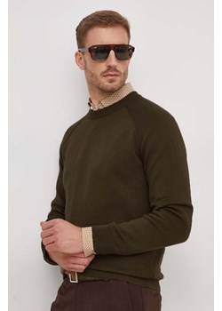 BOSS sweter z domieszką wełny męski kolor brązowy lekki ze sklepu ANSWEAR.com w kategorii Swetry męskie - zdjęcie 166090133