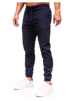Atramentowe spodnie materiałowe joggery męskie Denley 0065 ze sklepu Denley w kategorii Spodnie męskie - zdjęcie 166112490
