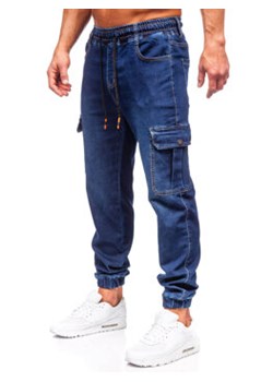 Granatowe spodnie jeansowe joggery bojówki męskie Denley 8115 ze sklepu Denley w kategorii Jeansy męskie - zdjęcie 166123044