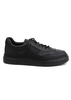 Skórzane sneakersy męskie - JOHN DOUBARE H115-2, czarne ze sklepu ulubioneobuwie w kategorii Półbuty męskie - zdjęcie 166135313