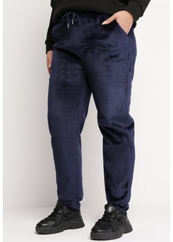 Granatowe Ocieplane Spodnie Dresowe Welurowe Vivetta ze sklepu Born2be Odzież w kategorii Spodnie damskie - zdjęcie 166140991