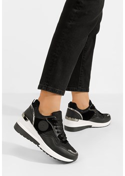 Czarne sneakersy na koturnie Virona ze sklepu Zapatos w kategorii Buty sportowe damskie - zdjęcie 166145350