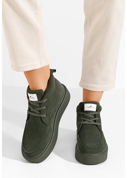 Zielone botki damskie skórzane Nelida ze sklepu Zapatos w kategorii Botki - zdjęcie 166145363