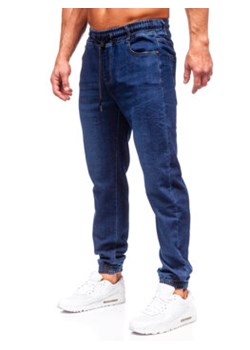 Granatowe spodnie jeansowe joggery męskie Denley 8130 ze sklepu Denley w kategorii Jeansy męskie - zdjęcie 166151311