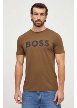 BOSS t-shirt bawełniany BOSS CASUAL kolor zielony z nadrukiem 50481923 ze sklepu ANSWEAR.com w kategorii T-shirty męskie - zdjęcie 166151611