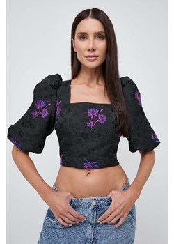 Custommade bluzka Saia damska kolor czarny wzorzysta 999442258 ze sklepu ANSWEAR.com w kategorii Bluzki damskie - zdjęcie 166151804
