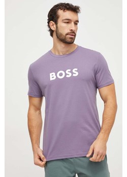 BOSS t-shirt bawełniany męski kolor fioletowy z nadrukiem ze sklepu ANSWEAR.com w kategorii T-shirty męskie - zdjęcie 166152073